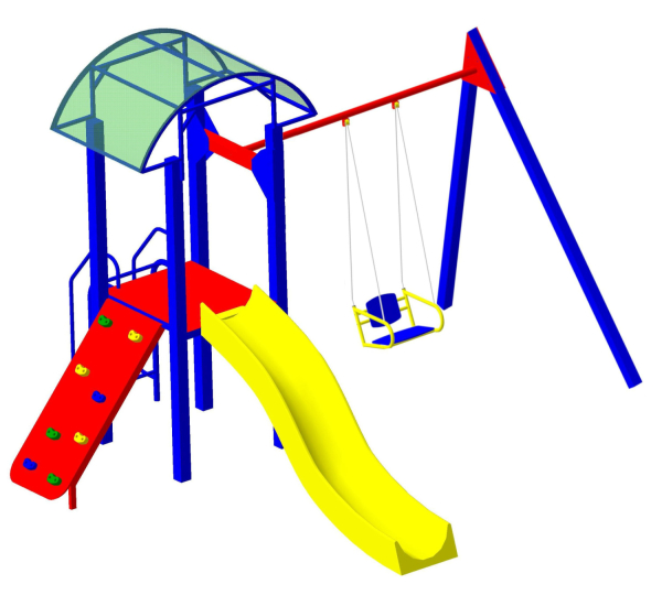 Детский спортивный городок Пионер "Сказка" со скалодромом, качелями и горкой