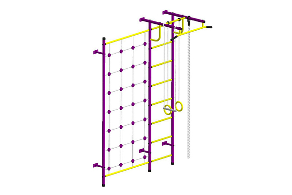 Детский спортивный комплекс ДСК "Пионер-С3н" с сетью (пристеночный) сине-жёлтый