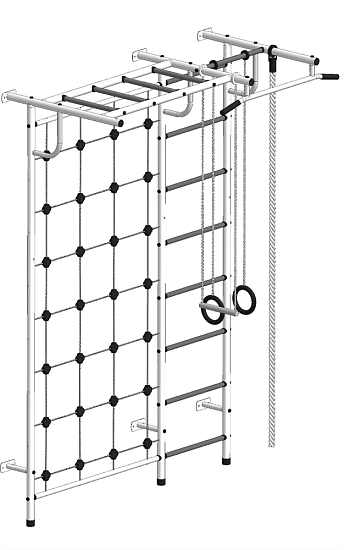 Детский спортивный комплекс ДСК "Пионер-С4С" с сетью (пристеночный) белый-серый