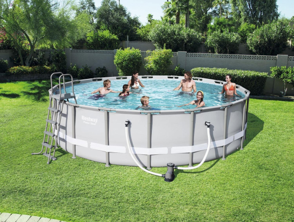 картинка Каркасный бассейн, 549х132 см, 26000 л.,фильтр-насос 5678л/ч, тент, лестница, Bestway, 56427/56232 BW от магазина Лазалка