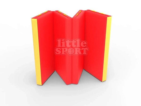 картинка Мат кожзам LittleSport (100х200х10см) складной в 4 сложения красный/желтый от магазина Лазалка