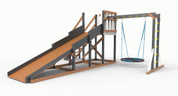 Детская площадка - деревянная горка  Пикник "Зима №2" Ультра с рукоходом и гнездом