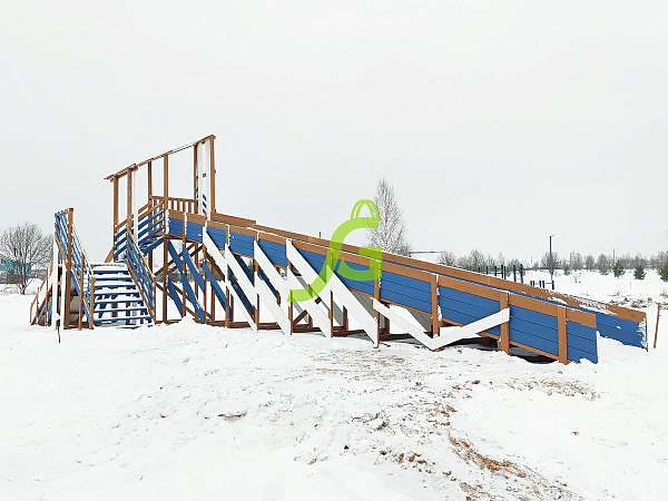 Зимняя деревянная горка "IgraGrad Snow Fox 12 м" с двумя скатами мод.4