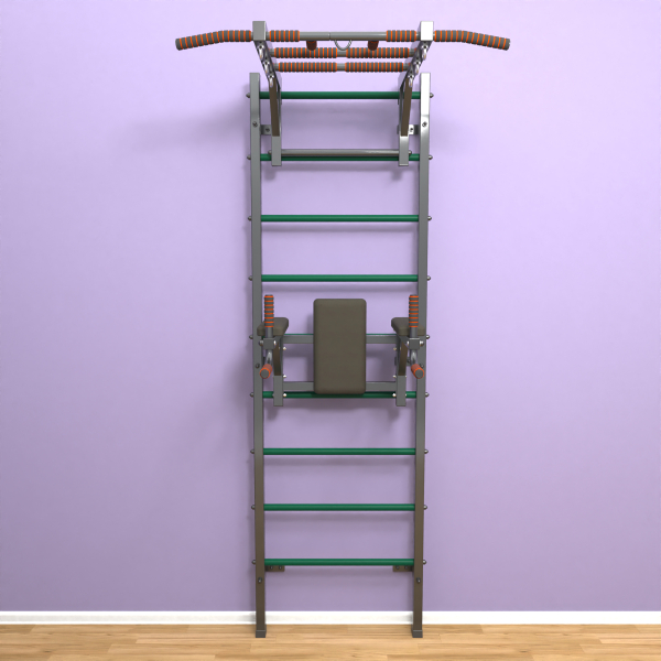 картинка Шведская стенка «LittleSport» Graphite Long 2.0 зеленые ступени от магазина Лазалка