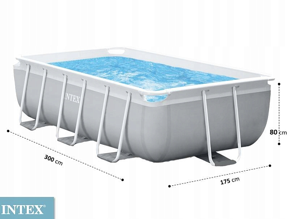 картинка Каркасный бассейн Prism Frame 300х175х80см, 3539л, фил.-насос 2006л\ч, лестница, Intex, 26784 от магазина Лазалка