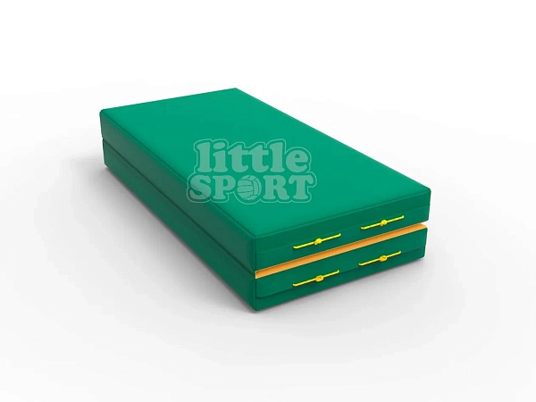 картинка Мат кожзам LittleSport (100х100х10см) складной в 2 сложения зеленый/желтый от магазина Лазалка