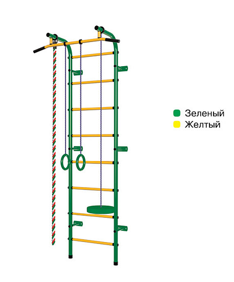 Детский спортивный комплекс ДСК "Пионер-с1н" (усиленый)(пристеночный) зелено-желтый