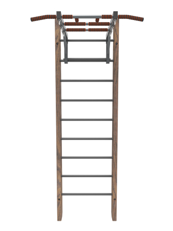 Брашированная шведская стенка "Кастерли" Classic с турником (Черные ступени)