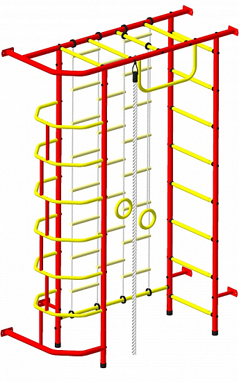Детский спортивный комплекс ДСК "Пионер-9" с лестницей (пристеночный) красный-желтый