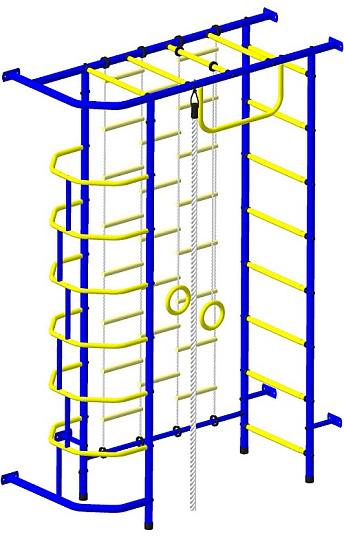 Детский спортивный комплекс ДСК "Пионер-9" с лестницей (пристеночный) синий-желтый
