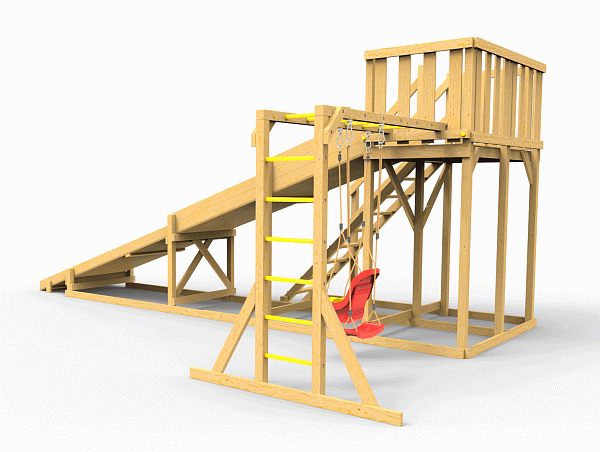 Детская площадка - деревянная горка Пикник "Зима №3" с рукоходом