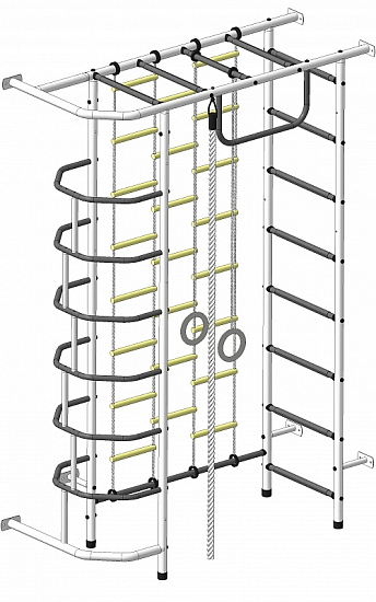 Детский спортивный комплекс ДСК "Пионер-9" с лестницей (пристеночный) белый-серый