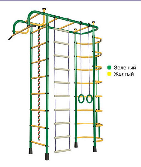 Детский спортивный комплекс ДСК "Пионер-2" 4-х опорный зеленый-желтый, 2,9-3,4м