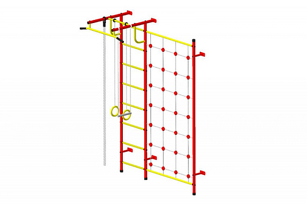 Детский спортивный комплекс ДСК "Пионер-С3н" с сетью (пристеночный) красно-жёлтый