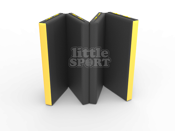 картинка Мат кожзам LittleSport (100х200х10см) складной в 4 сложения черный/желтый от магазина Лазалка