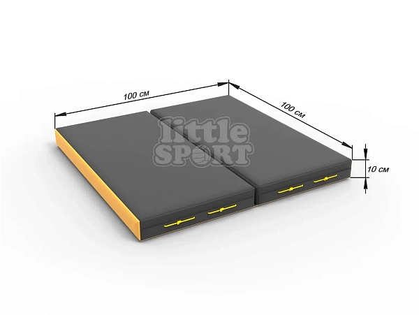 картинка Мат кожзам LittleSport (100х100х10см) складной в 2 сложения черный/желтый от магазина Лазалка